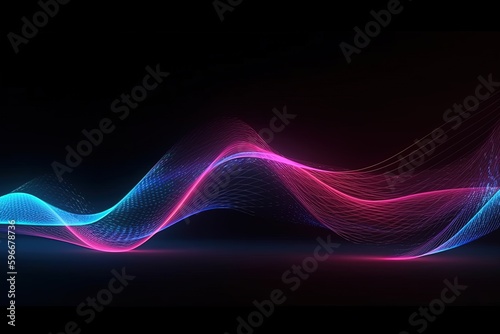abstract futuristic background with pink blue glowing neon moving high speed wave lines and bokeh lights. Data transfer concept Fantastic wallpaper, Ai Generative