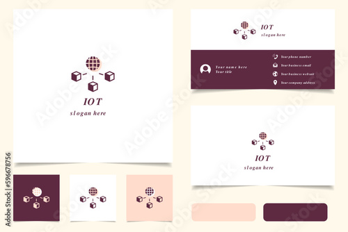 Iot logo design with editable slogan. Branding book and business card template.