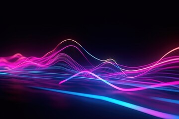 abstract futuristic background with pink blue glowing neon moving high speed wave lines and bokeh lights. Data transfer concept Fantastic wallpaper, Ai Generative
