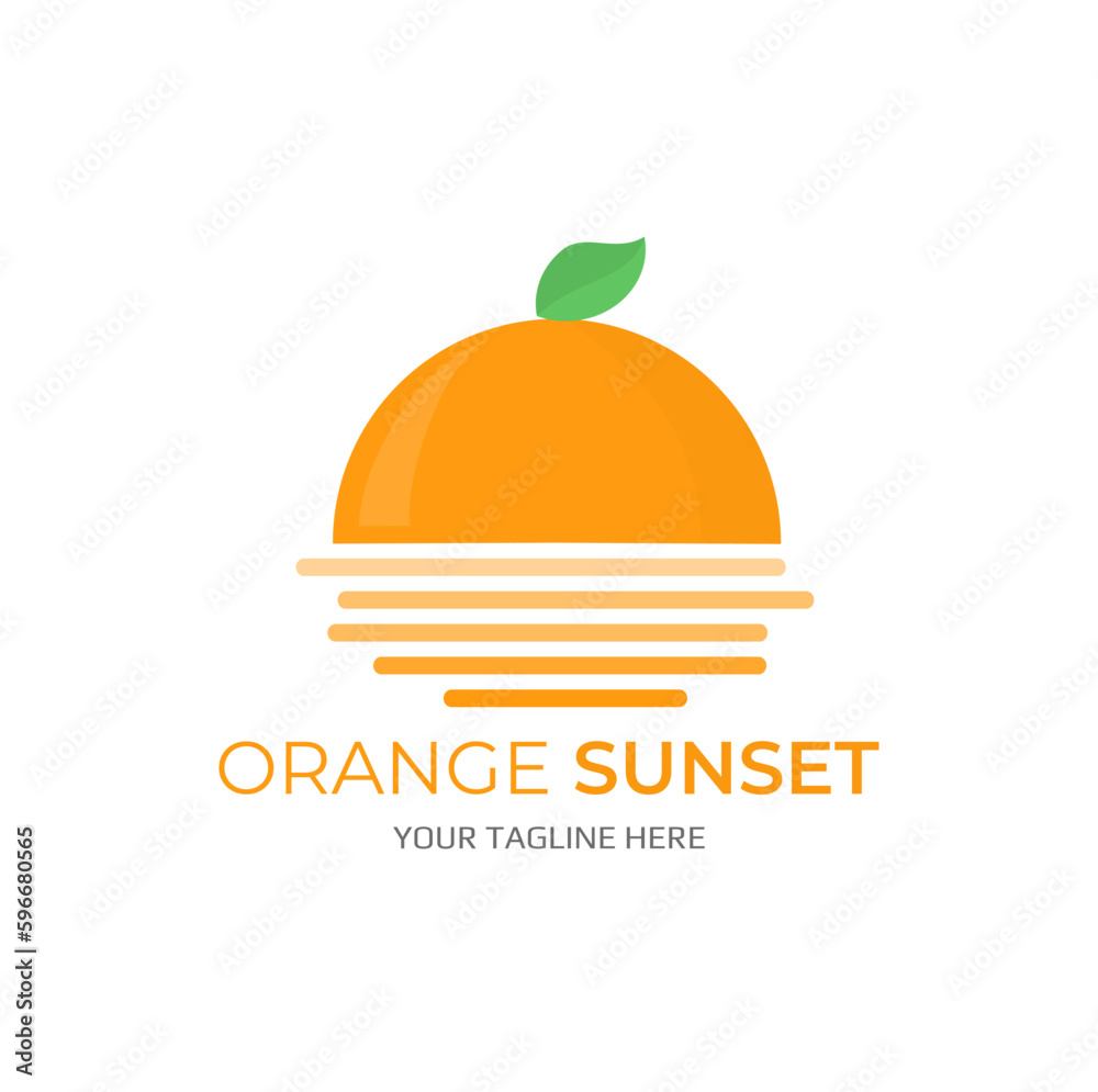 ORANGE AND SUNSET LOGO FOR PRODUCT, WEB, RESTAURANT, FARM, COMPANY, OR BEVERAGE BRAND ORANGE AND SUNSET LOGO FOR PRODUCT, WEB, RESTAURANT, FARM, COMPANY, OR BEVERAGE BRAND
