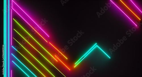 Neon colored lines on a black background