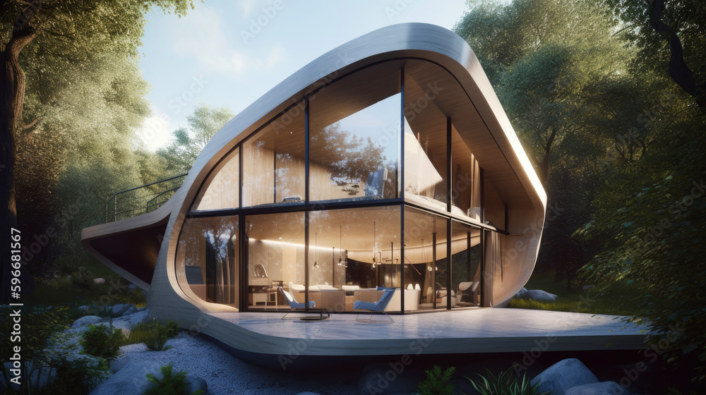 Futuristic house that incorporates both minimalism and sustainable architecture. Generative AI