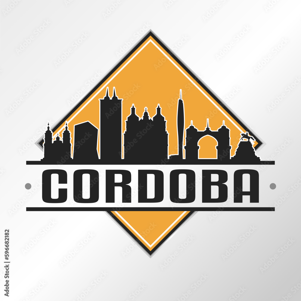 Cordoba, Argentina Skyline Logo. Adventure Landscape Design Vector City Illustration Vector illustration.