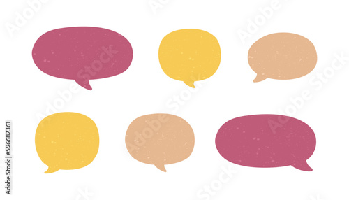 Set of vintage comics speech bubbles. Grunge texture text box frame, retro chat box, message box conversation template vector illustration design.