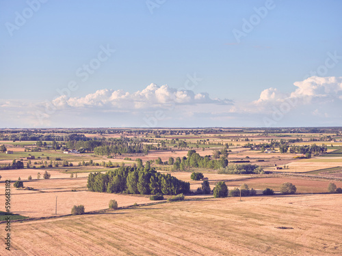 Rural landscape in Tierra de Campos during springtime, Spain. The large cereal fields in the Castilla region of central Spain are harvested in summer.