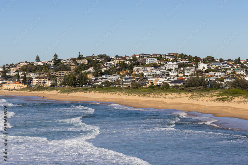 Coastline of view of Curl Curl Beach, Sydney, Australia.