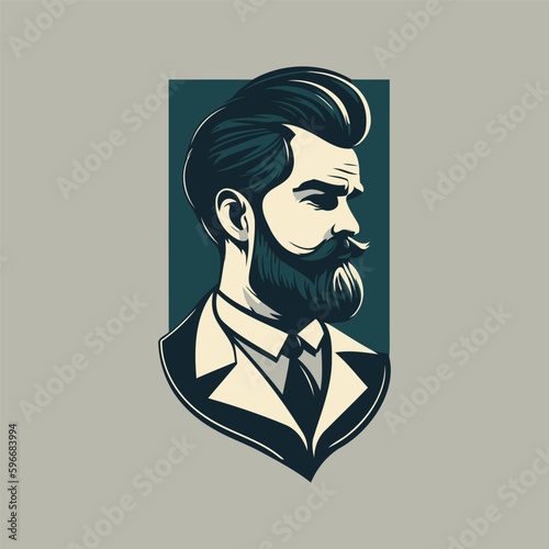 Hipster man with beard and mustache. Vector illustration in retro style.