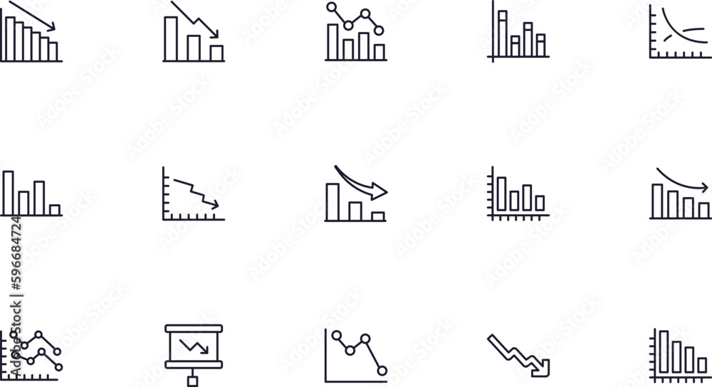Down concept. Collection of modern high quality Grapgh line icons. Editable stroke. Premium linear symbol for web sites, flyers, banners, online shops and companies. Down concept. Collection of modern high quality Grapgh line icons. Editable stroke. Premium linear symbol for web sites, flyers, banners, online shops and companies.