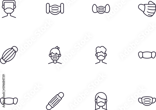 Facemask concept. Health line icon set. Collection of vector signs in trendy flat style for web sites, internet shops and stores, books and flyers. Premium quality icons isolated on white background photo