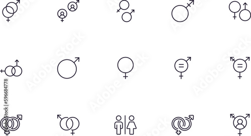 Gender concept. Collection of gender high quality vector outline signs for web pages, books, online stores, flyers, banners etc. Set of premium illustrations isolated on white background