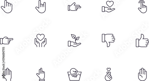 Hand concept. Collection of gesture high quality vector outline signs for web pages, books, online stores, flyers, banners etc. Set of premium illustrations isolated on white background