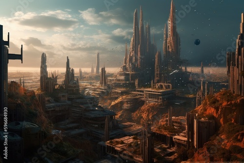 A Haunting Glimpse into a Cosmic Dystopian City, Generative AI
