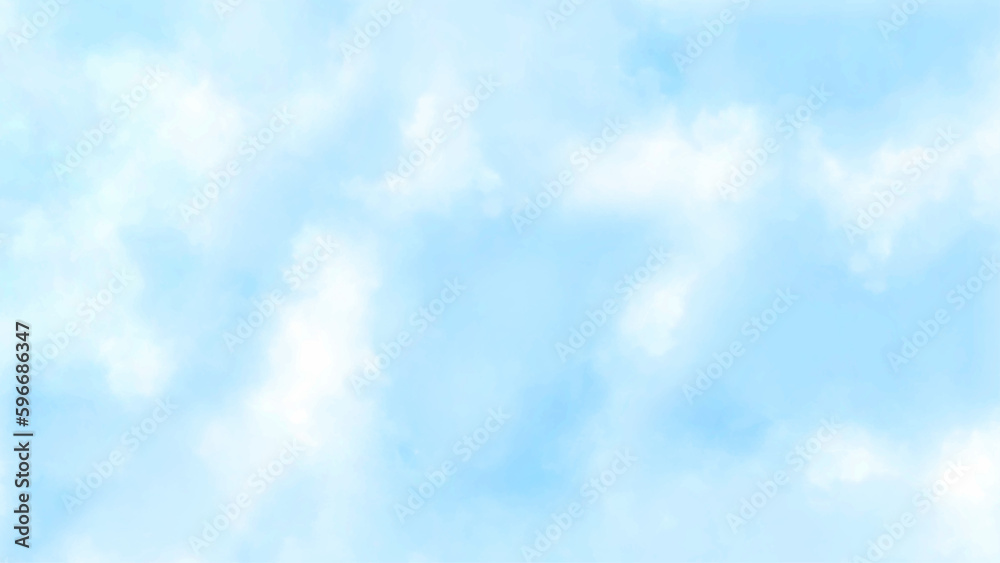 White cloud detail in blue sky vector illustration background with copy space. Watercolor blue sky image White cloud detail in blue sky vector illustration background with copy space. Watercolor blue sky image