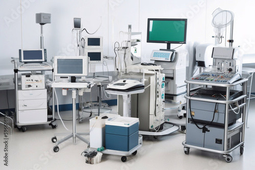 Lots of medical equipment. AI Generated