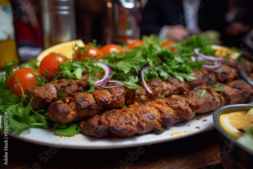 Kebab meat dish. AI Generated