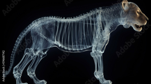 X-Ray View of Tiger Showing Bones

