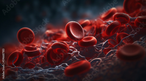 3D Model of Red Blood Cells in Human Bloodstream