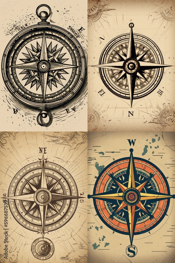  Compass with a vintage design, symbolizing navigation and exploration, generative ai