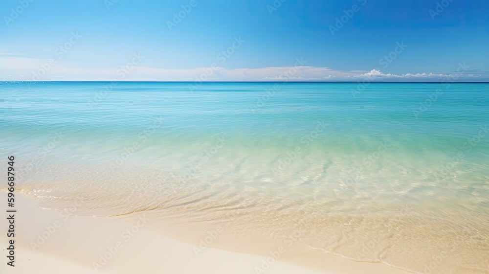 Obraz premium Serene beach scene with crystal clear water and golden sand, generative ai