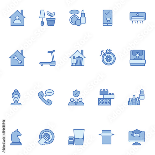 Fill blue outline icon for Stay at Home