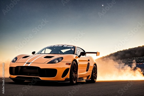 Sport car on the race track during sunset. Action shot image.  © Влад Дубовик