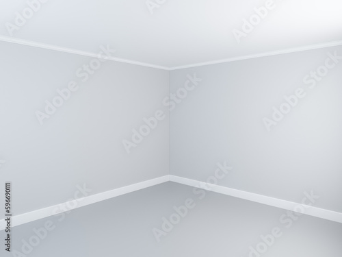 Fototapeta Naklejka Na Ścianę i Meble -  architecture indoor corner empty room white walls floor ceiling 3d blank interior living room office gallery studio hallway perspective view