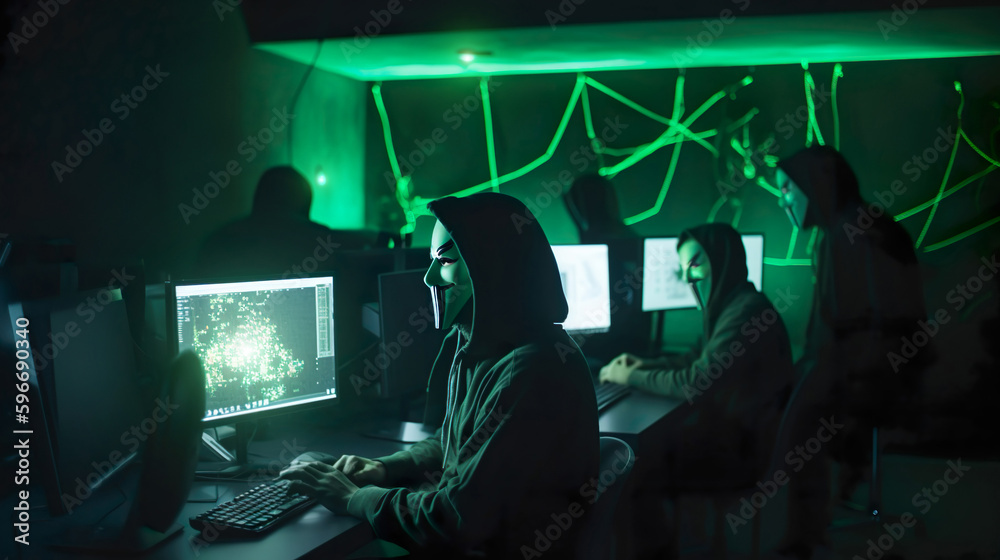 Group of hackers doing dos attack to government servers - Technology datas, hacking, privacy, computer virus and cybercrimes concept - Focus on close up man face Group of hackers doing dos attack to government servers - Technology datas, hacking, privacy, computer virus and cybercrimes concept - Focus on close up man face