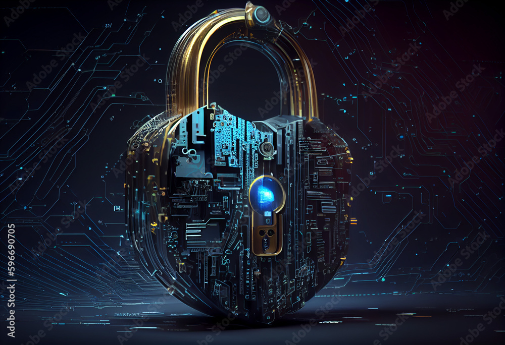 Cyber security with Locks and Shields, technological, futuristic ...