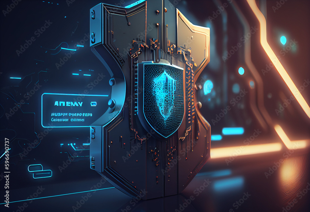 Cyber security with Locks and Shields, technological, futuristic ...