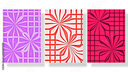 Abstract background. Deformed checkered pattern, weave in the form of flowers