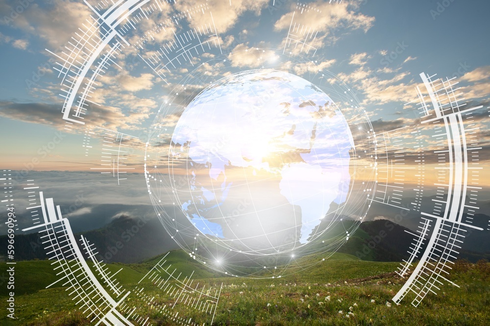 Fototapeta premium Tropical forest and modern environmental technology concept