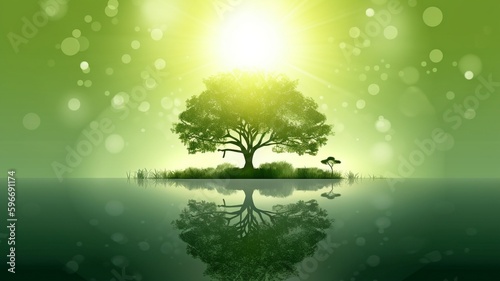 With green trees  ponds  and alcohol  we can preserve the idea of a green Earth. AI generator