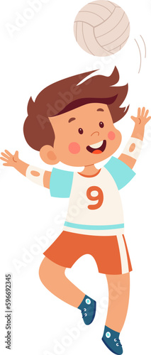 Kid Boy Playing Volleyball