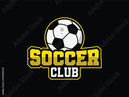 Vector football club logo, emblem and soccer league vector editable text template 