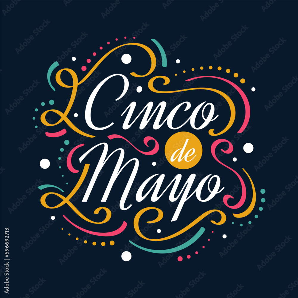 Colorful Cinco de Mayo Lettering. Can be Used for Banner, Poster, and Greeting Card