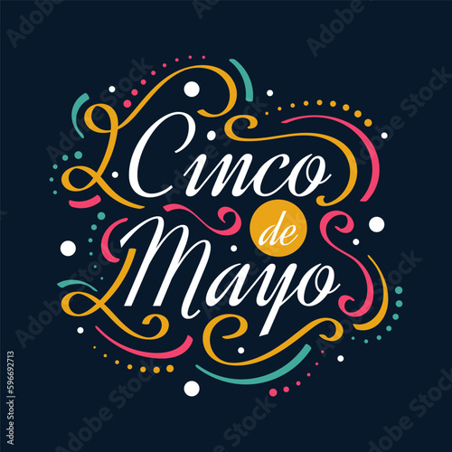Colorful Cinco de Mayo Lettering. Can be Used for Banner, Poster, and Greeting Card