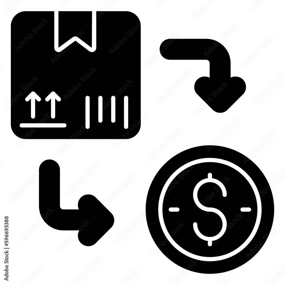 Conceptual flat design icon of cash on delivery Conceptual flat design icon of cash on delivery