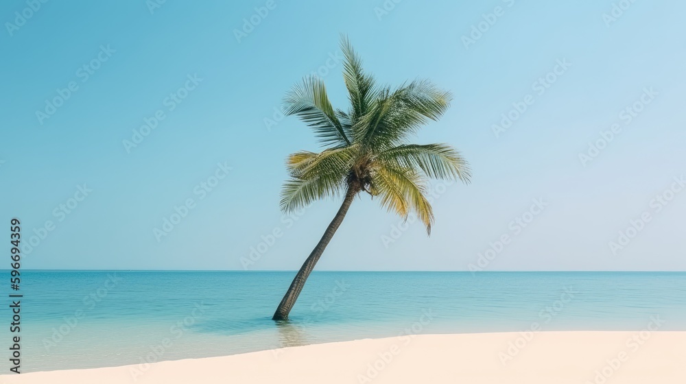 Palm tree leafs on the beach