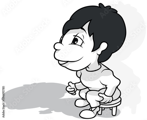 Drawing of a Dark Haired Bo...