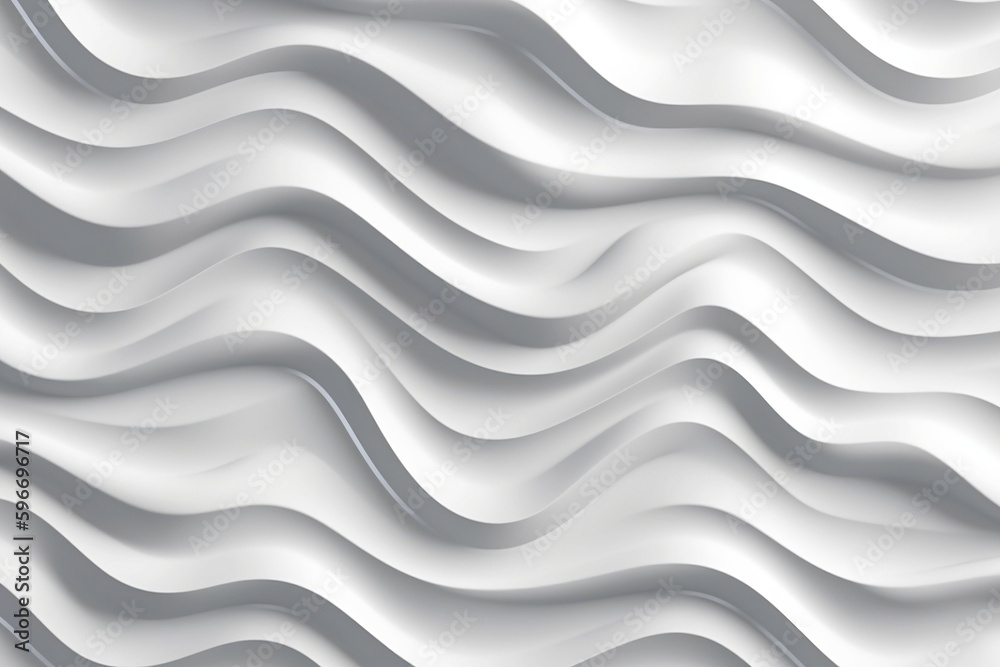 Abstract 3D illustration of a wavy pattern with light and shadow in white. Generative AI Abstract 3D illustration of a wavy pattern with light and shadow in white. Generative AI