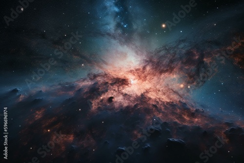 Exploring the cosmos: A stunning, vibrant galaxy viewed through space telescopes. Generative AI © Euphemia