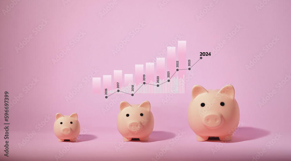 Piggy bank isolated on pink background. Saving money concept. Piggy bank isolated on pink background. Saving money concept.