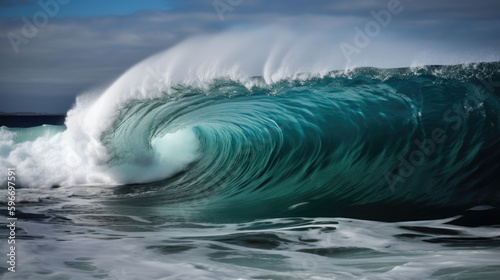 Blue breaking wave with clear water © waranyu