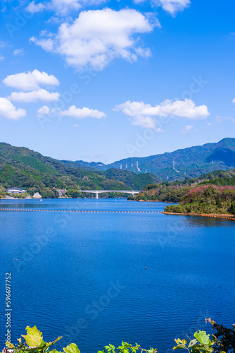 ダム堤防から観える山並み紅葉とダム湖パノラマ風景
Panoramic scenery of autumn leaves and dam lake seen from the dam embankment
日本(秋)2022年撮影
Japan (Autumn) Taken in 2022
九州・熊本県菊池市
(竜門ダム)
(Ryumon Dam) photo