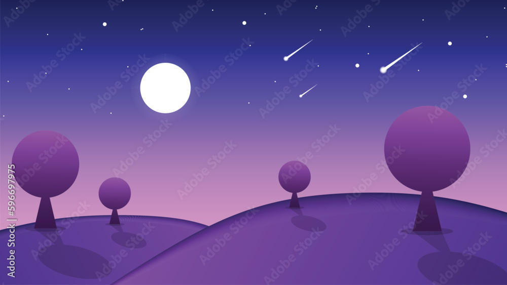 Silhouette Night Scene Illustration