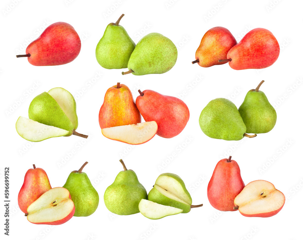 set of pears isolated on transparent png set of pears isolated on transparent png