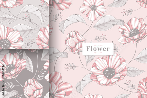 Hand drawn beautiful pastel colour floral pattern