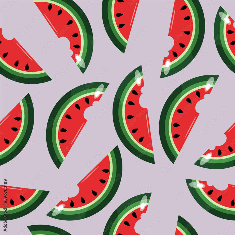 Fruit seamless pattern with watermelon. Design on a violet background. Fruit seamless pattern with watermelon. Design on a violet background.