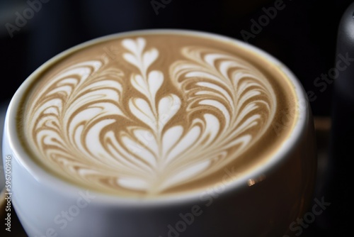 cup of cappuccino with latte art , ai generative