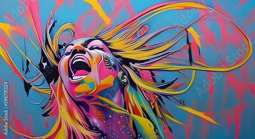 Colorful art of woman screaming